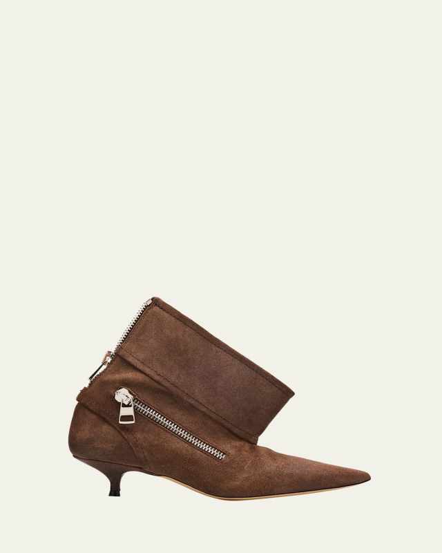 Biker Suede Kitten-Heel Booties